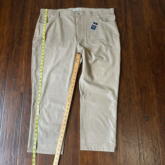 ABERCROMBIE & FITCH The 90s Straight Pants Beige Vegan Leather NWT - Picture 14 of 15